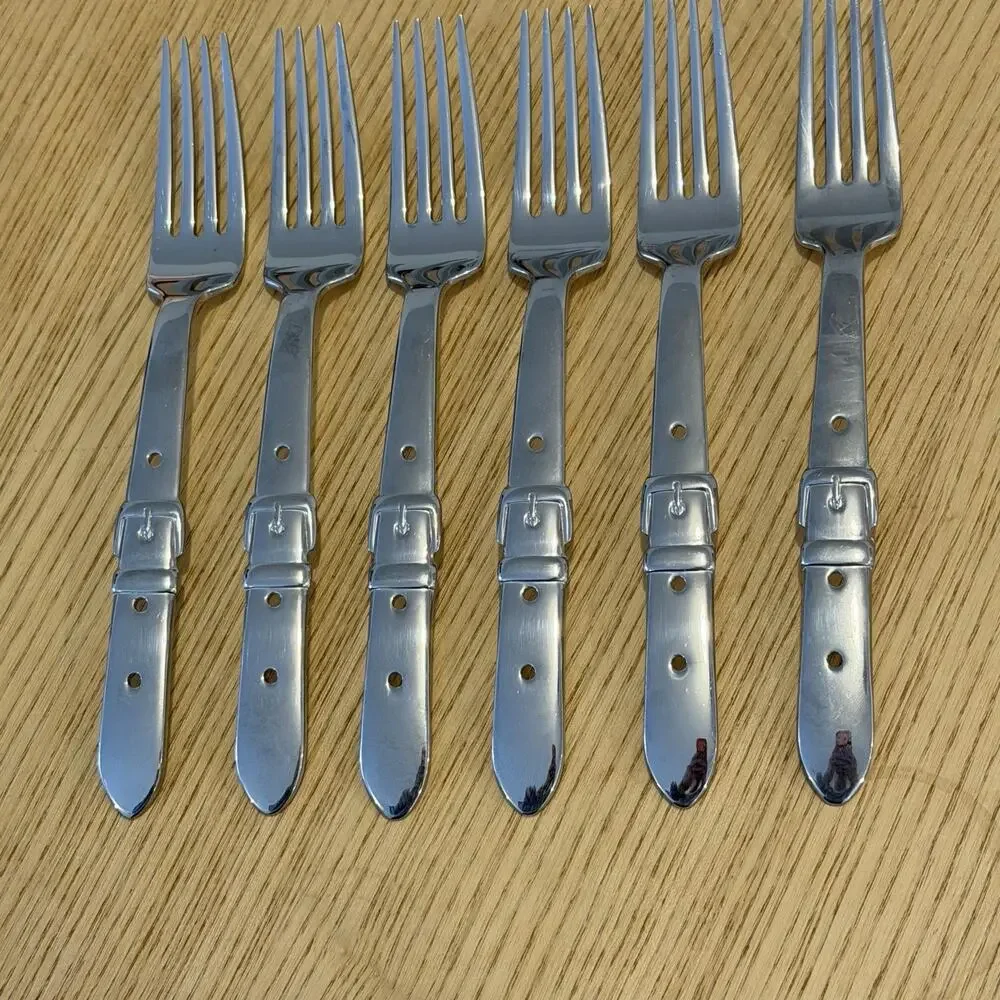 Vtg Ralph Lauren Highgate Silverware Set Of 6 Salad Forks Equestrian 1997 Korea